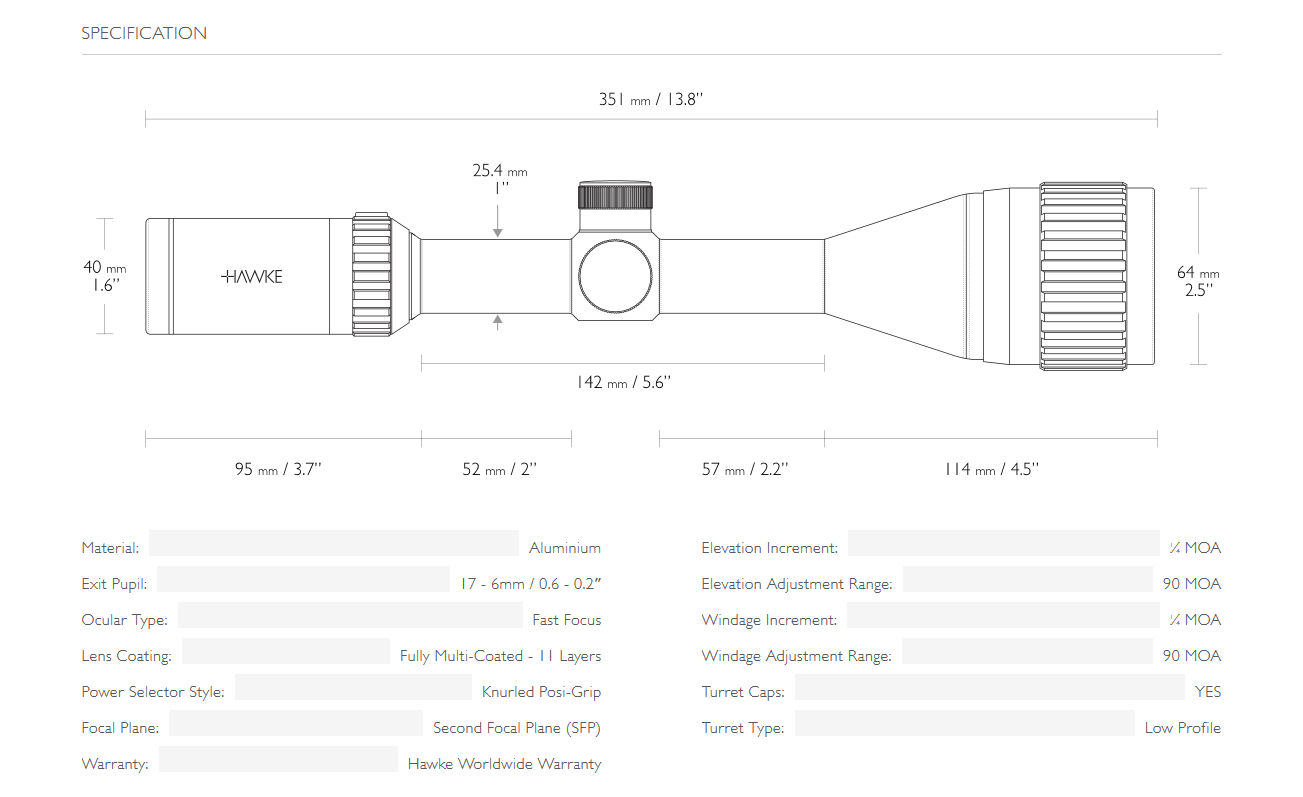 Hawke Vantage 3-9x50 Specification