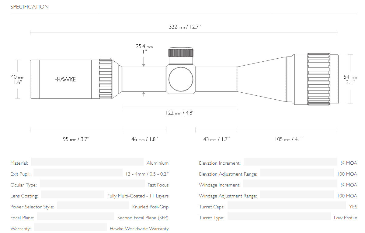 Hawke Vantage IR 3-9x40 AO Mildot