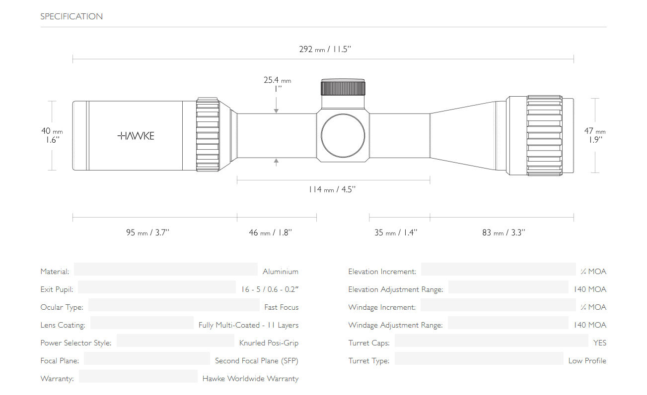 Hawke Vantage 2-7x32mm Specification